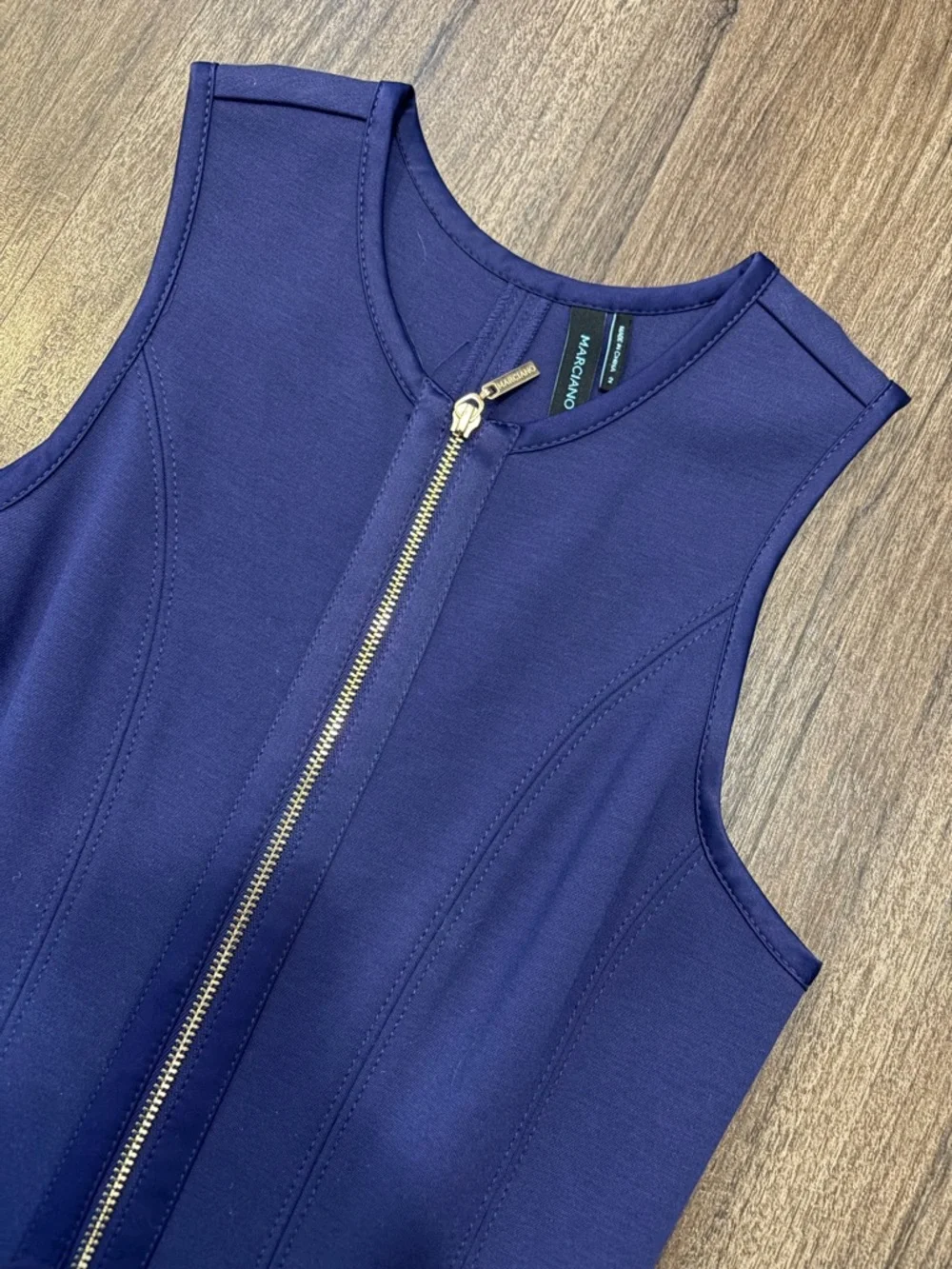 Women’s Sleeveless Fit-and-Flare Dress with Front Zip - purple-ish blue - Picture 2 of 3
